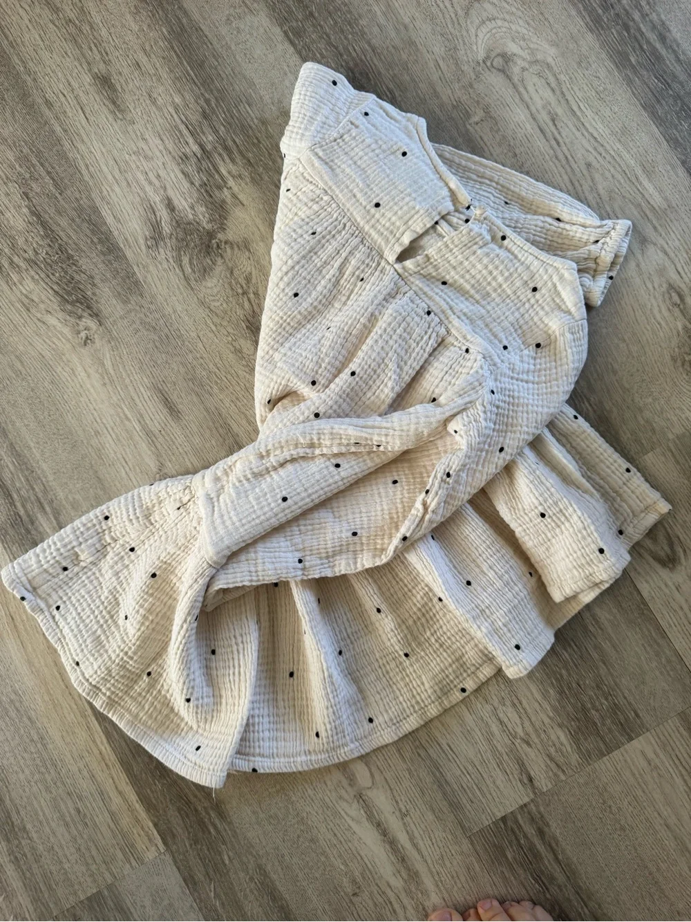 H&M Girls' Cream Dot Gauze Tiered Dress muslin 5t